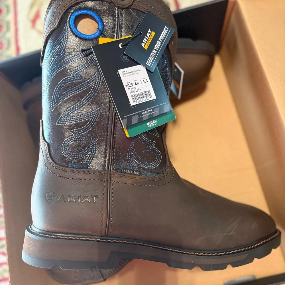 Ariat Brown and Blue Men's Boots - Picture 3 of 6